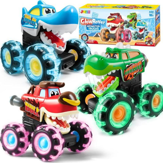 🔥 Hot Selling 🦖 Light-Up Monster Truck – Press & Go Stunt Car for Kids 🚗