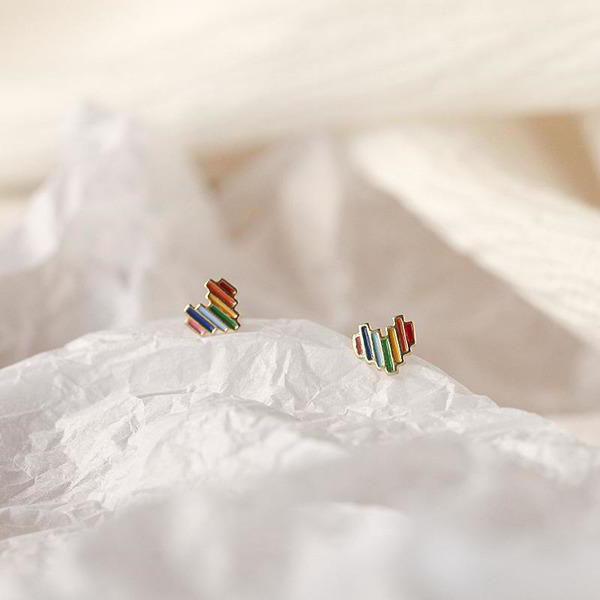 S925 Heart Rainbow Earrings