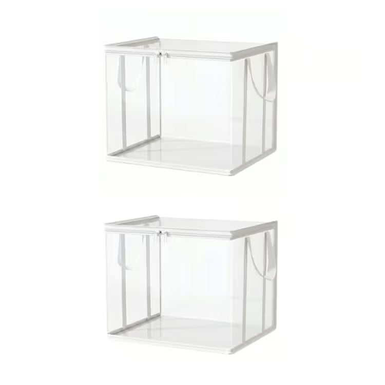 Large Clear Thick Plastic Storage Box with Hinged Lid