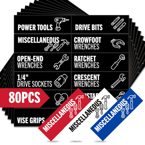 🧰 80-Piece Magnetic Toolbox Labels Kit