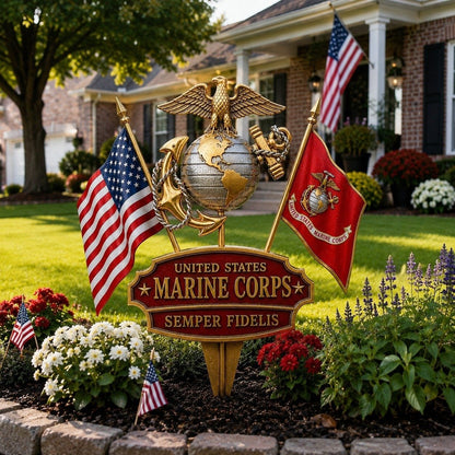 🏆Last Day Promo: 49% OFF 🎖️-US Marine Corps Semper Fidelis Tribute Garden Stake