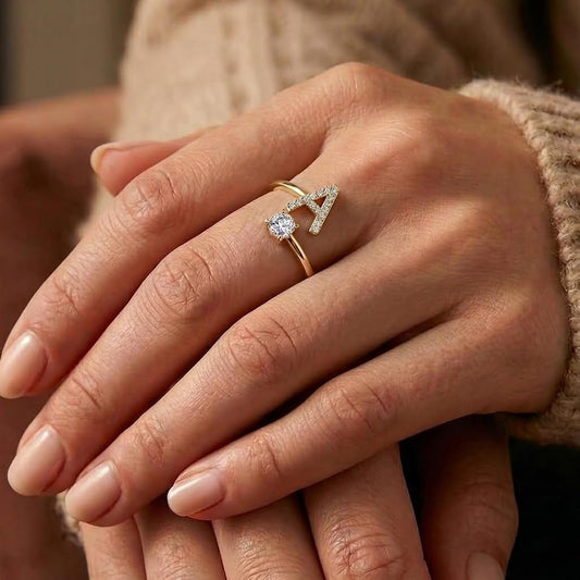 💍 Elegant Adjustable Initial Ring – A Meaningful Gift for Her