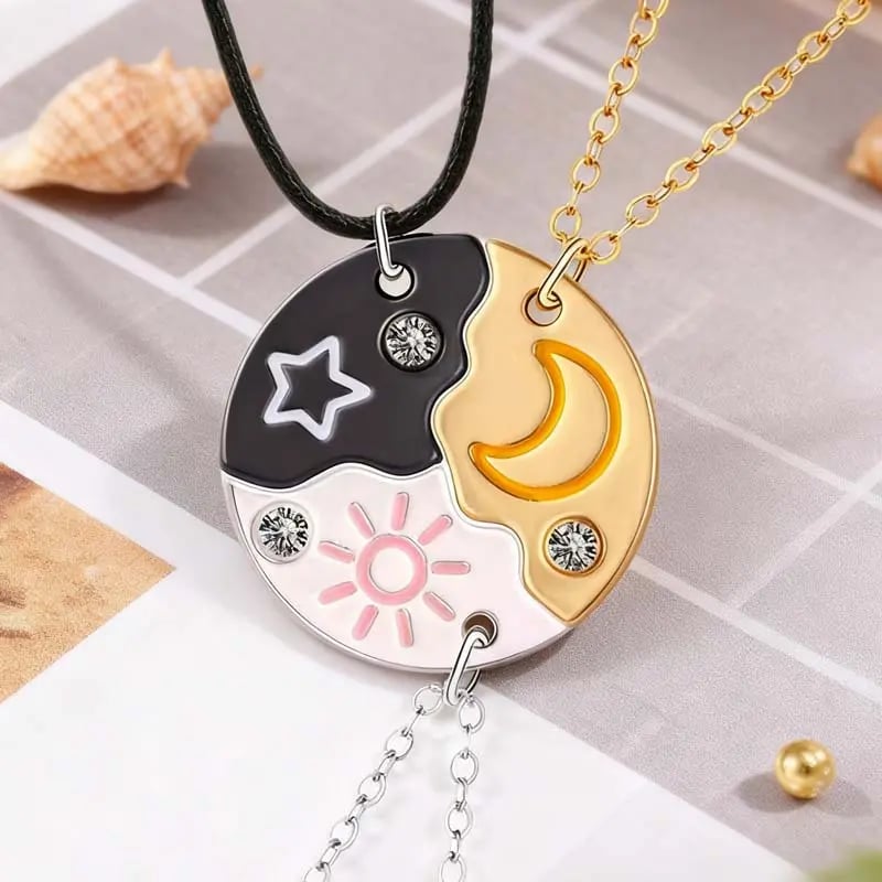Sun, Moon & Star Magnetic Necklace Set
