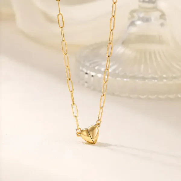 🌹❤️ Magnetic Heart Necklace — Elegant Stainless Steel Statement Jewelry
