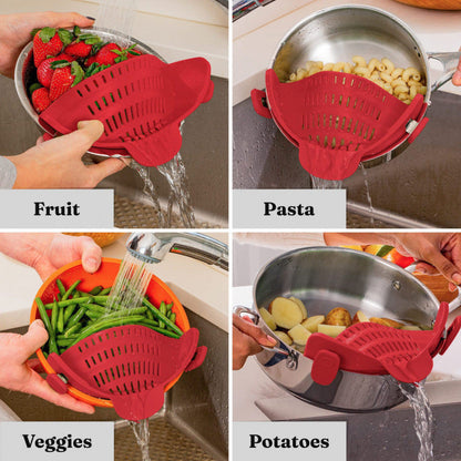 🍝 Silicone Clip-On Strainer – Food-Grade, Leak-Proof & Easy Drain ✨