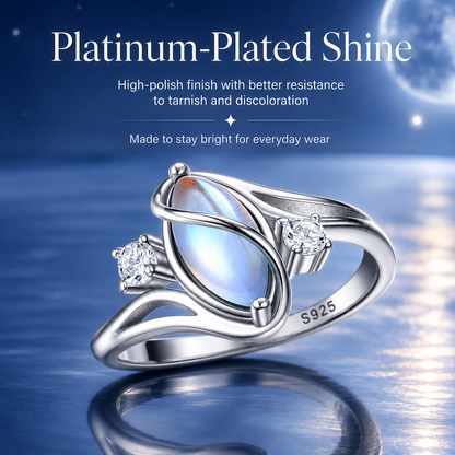 💍 Rainbow Moonstone Ring – 925 Sterling Silver • Timeless Elegance