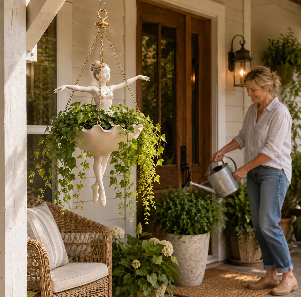 💃 Ballet Dancer Hanging Planter – 🌿Elegant Garden Decor for Porch & Patio