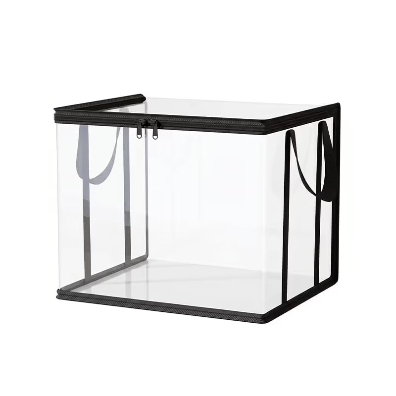 Large Clear Thick Plastic Storage Box with Hinged Lid