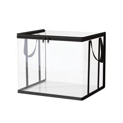 Large Clear Thick Plastic Storage Box with Hinged Lid