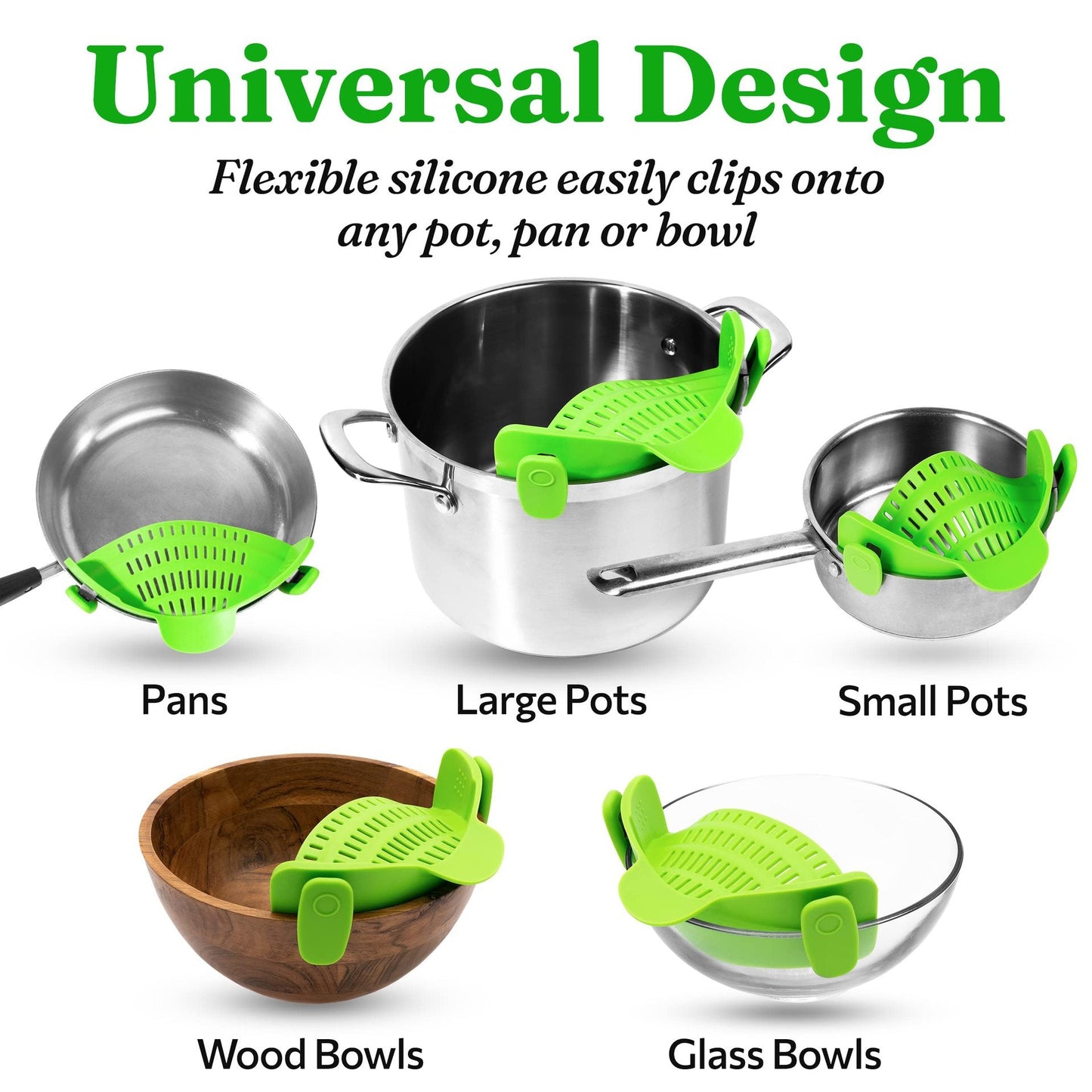 🍝 Silicone Clip-On Strainer – Food-Grade, Leak-Proof & Easy Drain ✨