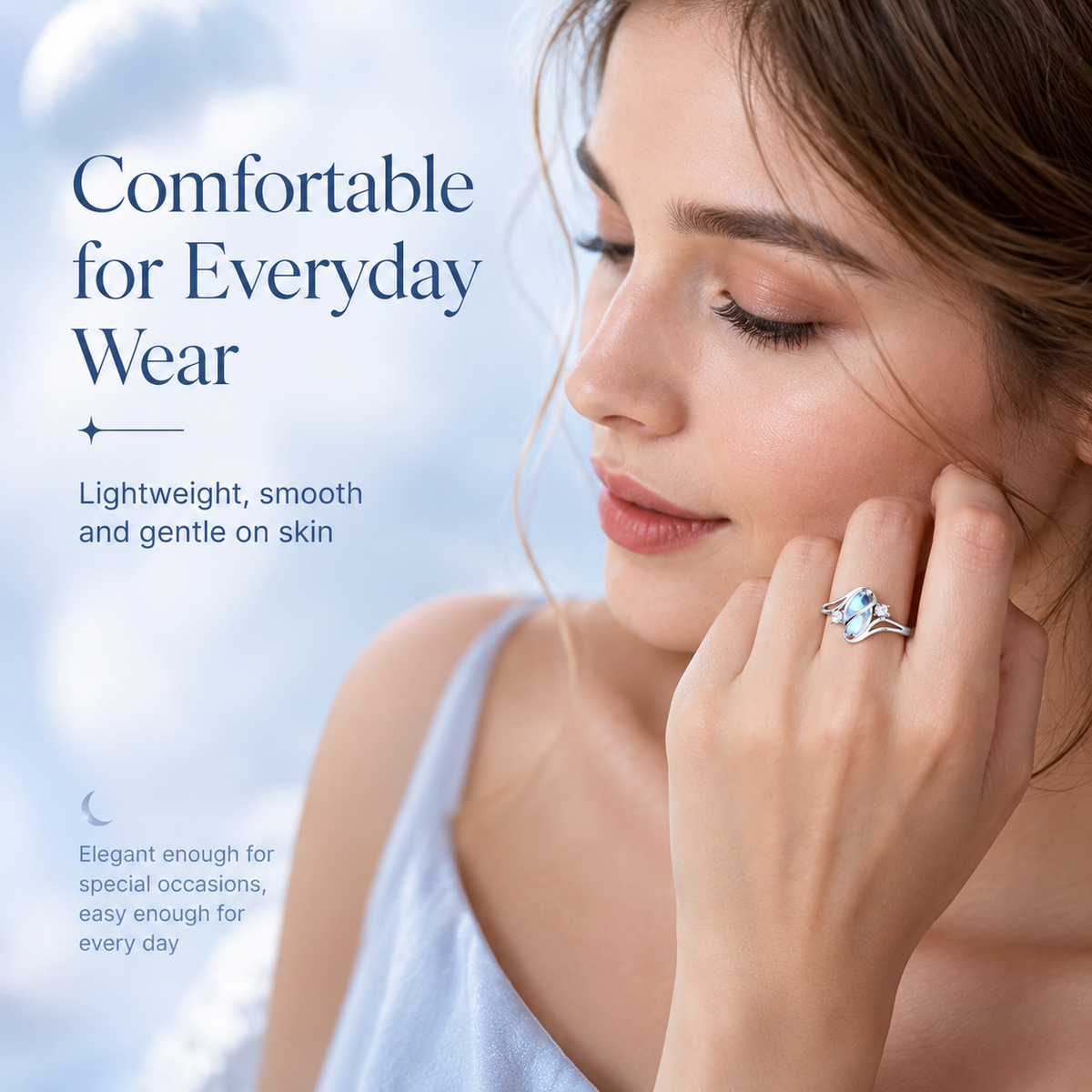 💍 Rainbow Moonstone Ring – 925 Sterling Silver • Timeless Elegance