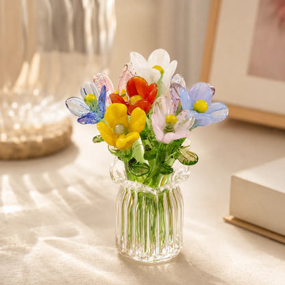 🌹 Miniature Glass Flower Set – Elegant Handcrafted Eternal Bloom Decor