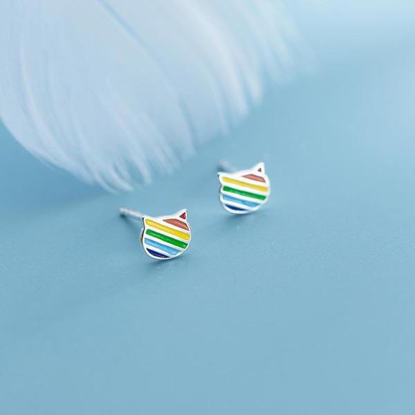 S925 Kitty Rainbow Earrings