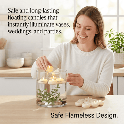 🕯️ Water-Activated Floating LED candle shape – Flameless Waterproof Ambiance for Any Occasion