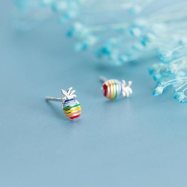 S925 Pineapple Rainbow Earrings
