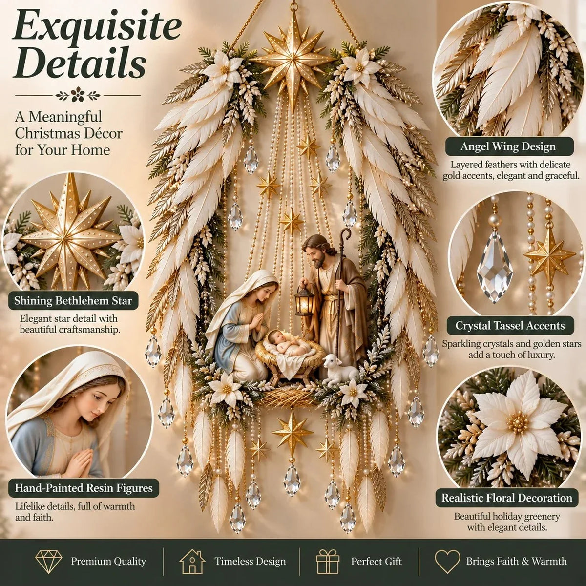 ✨👼 Heavenly Angel Wings Nativity Light✨ – Lighted Christmas Wall Decor  ✈️