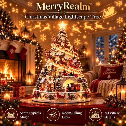🏆 60,000+ Sold -🎄Christmas Village Projection Centerpiece – 4 Themed Villages