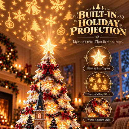 🏆 60,000+ Sold -🎄Christmas Village Projection Centerpiece – 4 Themed Villages