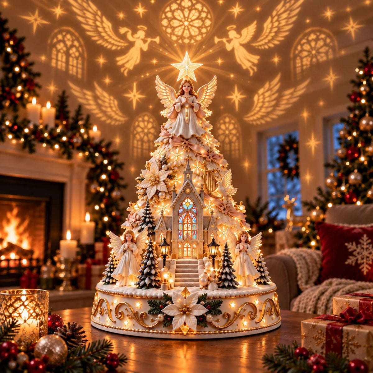 🏆 60,000+ Sold -🎄Christmas Village Projection Centerpiece – 4 Themed Villages