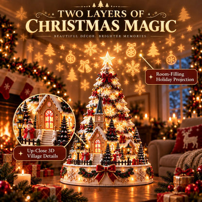 🏆 60,000+ Sold -🎄Christmas Village Projection Centerpiece – 4 Themed Villages