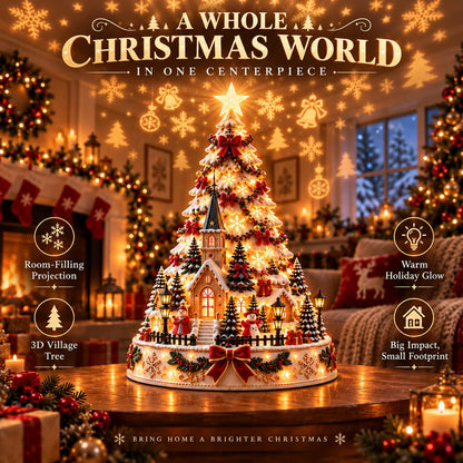 🏆 60,000+ Sold -🎄Christmas Village Projection Centerpiece – 4 Themed Villages