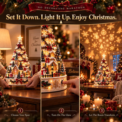 🏆 60,000+ Sold -🎄Christmas Village Projection Centerpiece – 4 Themed Villages