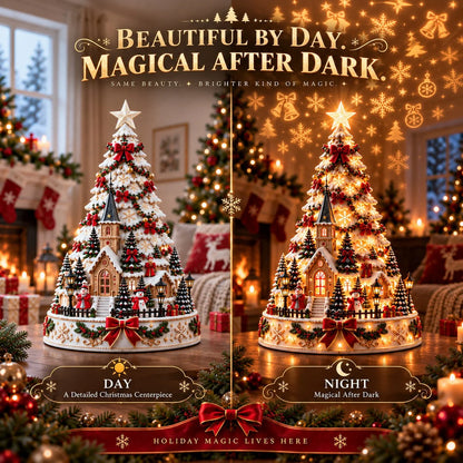 🏆 60,000+ Sold -🎄Christmas Village Projection Centerpiece – 4 Themed Villages