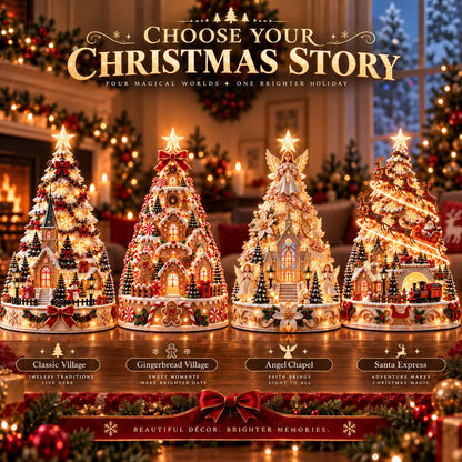 🏆 60,000+ Sold -🎄Christmas Village Projection Centerpiece – 4 Themed Villages