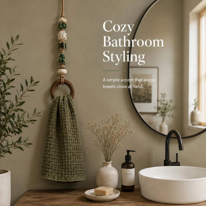 🏡Decorative Beaded Towel Hanger with Wooden Ring