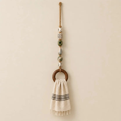 🏡Decorative Beaded Towel Hanger with Wooden Ring