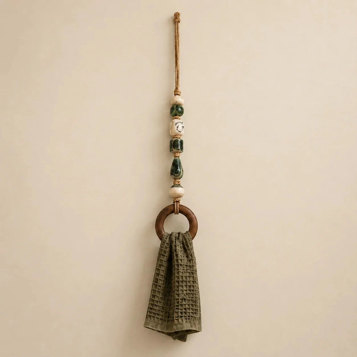 🏡Decorative Beaded Towel Hanger with Wooden Ring