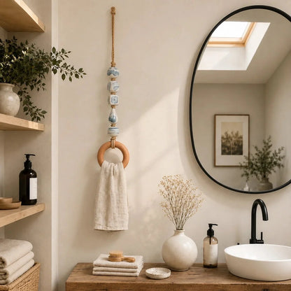 🏡Decorative Beaded Towel Hanger with Wooden Ring