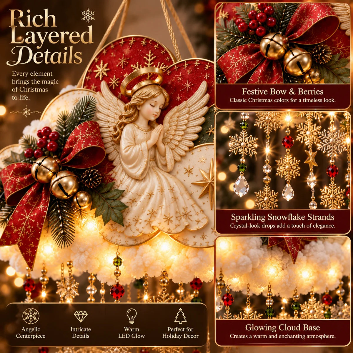 🪽✨ Christmas Angel Cloud Light — Magical Hanging Holiday Décor