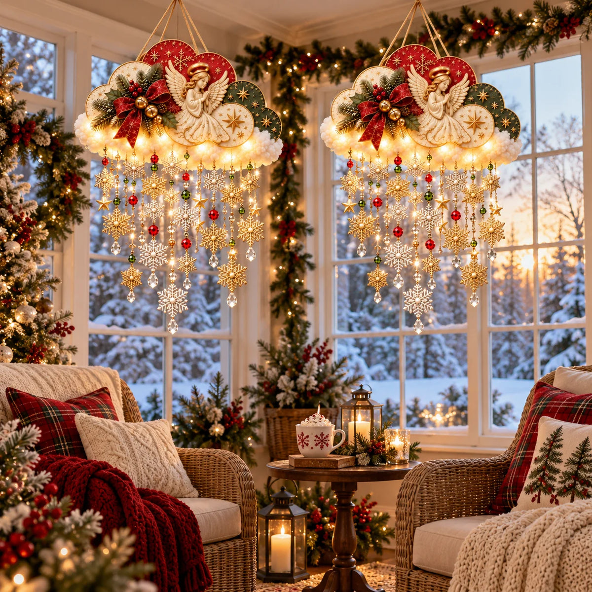 🪽✨ Christmas Angel Cloud Light — Magical Hanging Holiday Décor