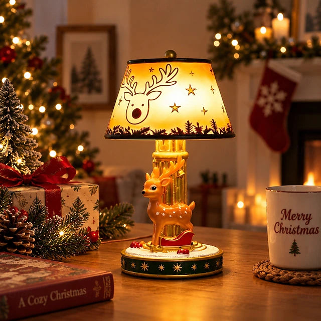 🎄 Hand-Painted Christmas Table Lamp