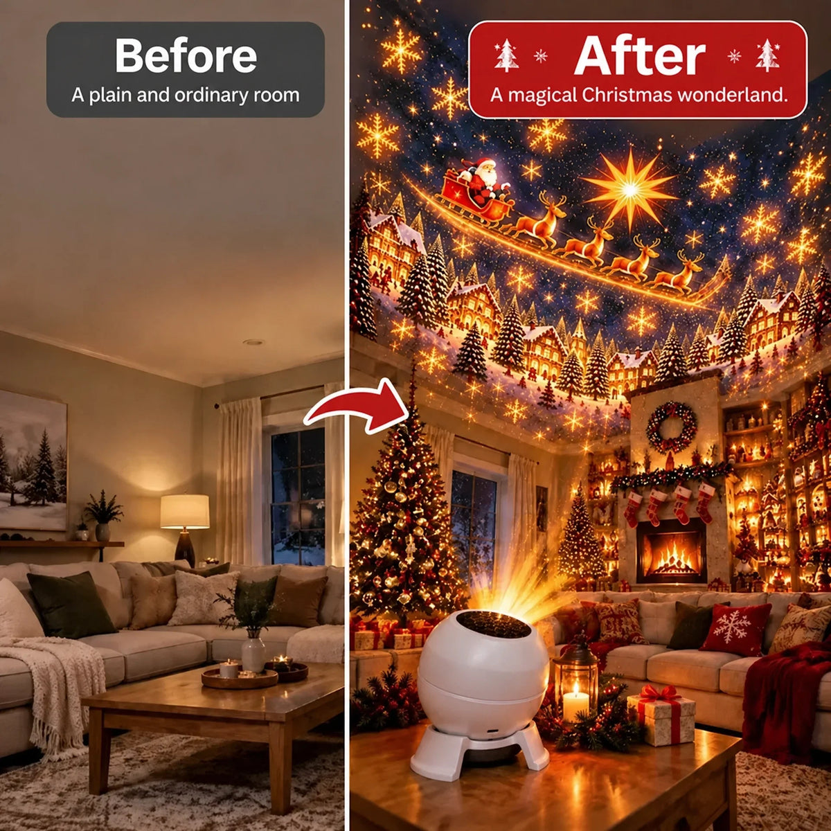 🎅 Turn Any Room Into a Christmas Wonderland – Holiday Projection Night Light