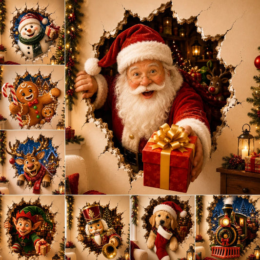 🔥Last Day 50% OFF-19.7'' Christmas Break-In 3D Wall Decal