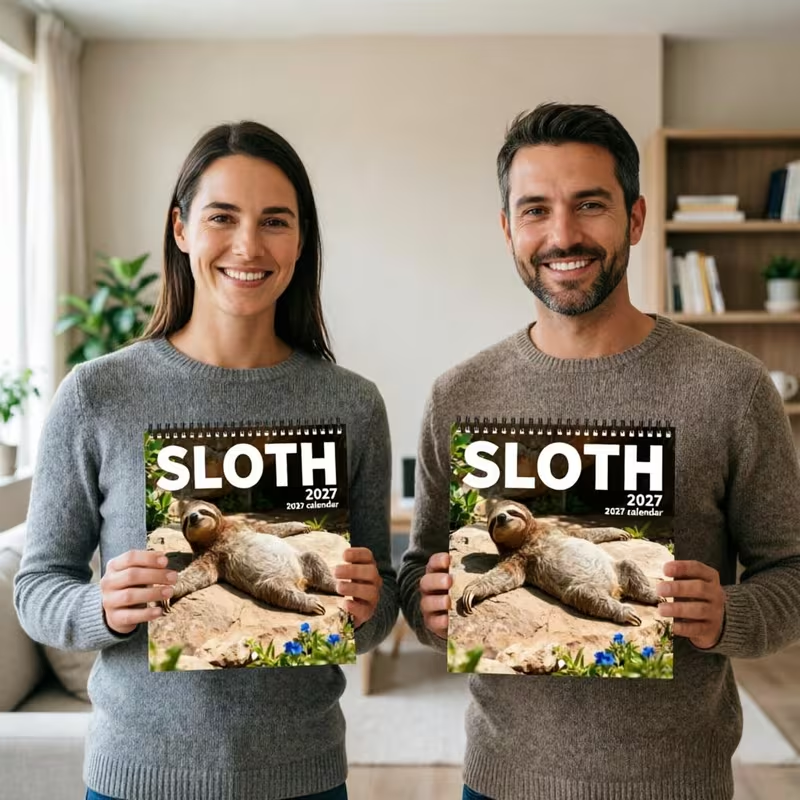 🦥2027 Sloths Wall Calendar – 12 Months of Cute Sloths & Relaxing Nature Moments