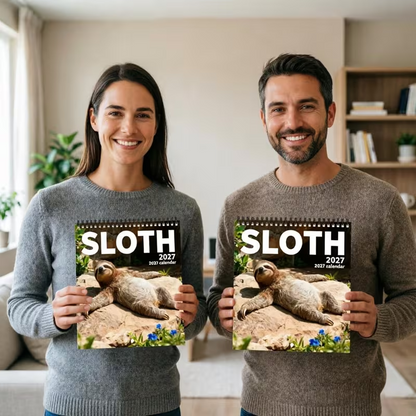 🦥2027 Sloths Wall Calendar – 12 Months of Cute Sloths & Relaxing Nature Moments
