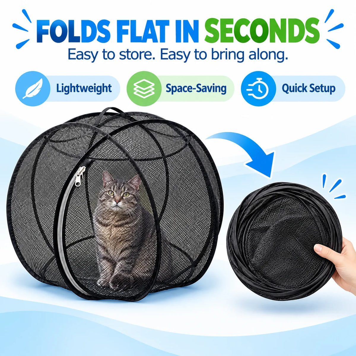 🐱🌿Pop Up cat Playpen -Portable Qutdoor cat Enclosure with Breathable Mesh