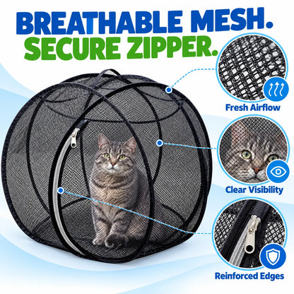 🐈 Indoor Outdoor Cat Haven – Lightweight Pop-Up Mesh Enclosure
