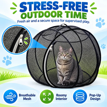 🐈 Indoor Outdoor Cat Haven – Lightweight Pop-Up Mesh Enclosure