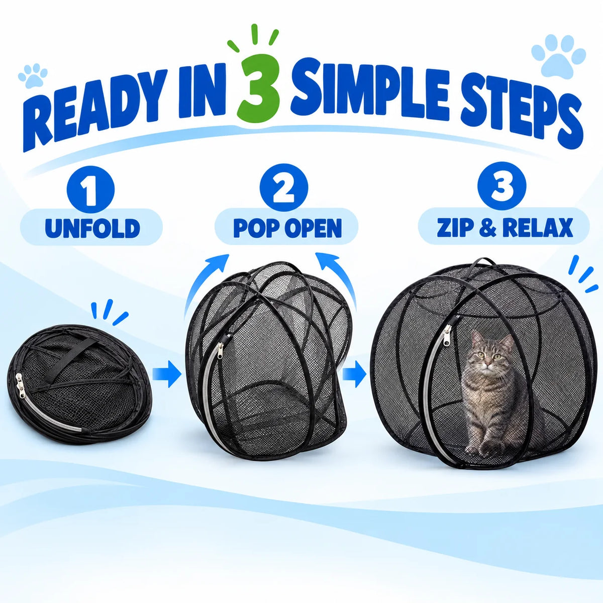 🐱🌿Pop Up cat Playpen -Portable Qutdoor cat Enclosure with Breathable Mesh