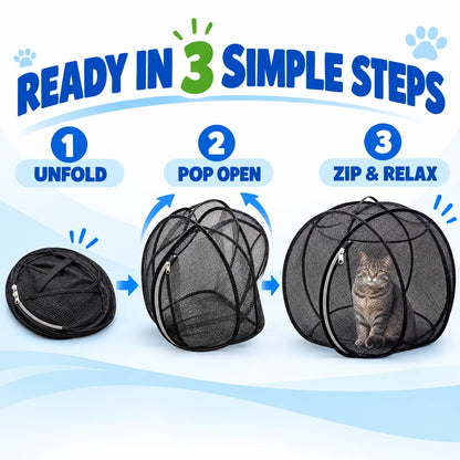 🐱🌿Pop Up cat Playpen -Portable Qutdoor cat Enclosure with Breathable Mesh