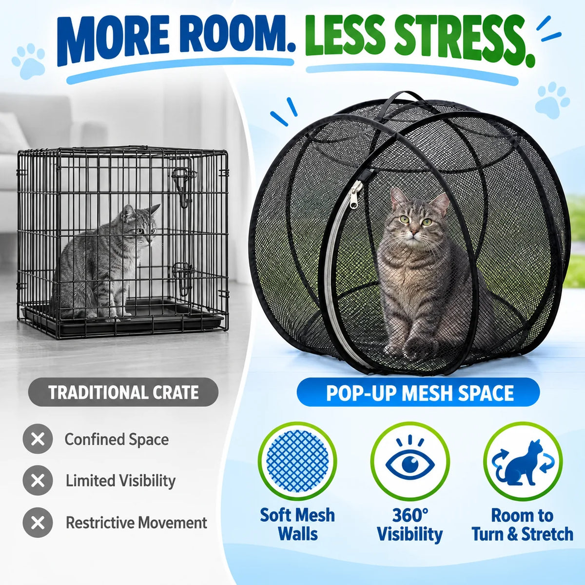 🐱🌿Pop Up cat Playpen -Portable Qutdoor cat Enclosure with Breathable Mesh