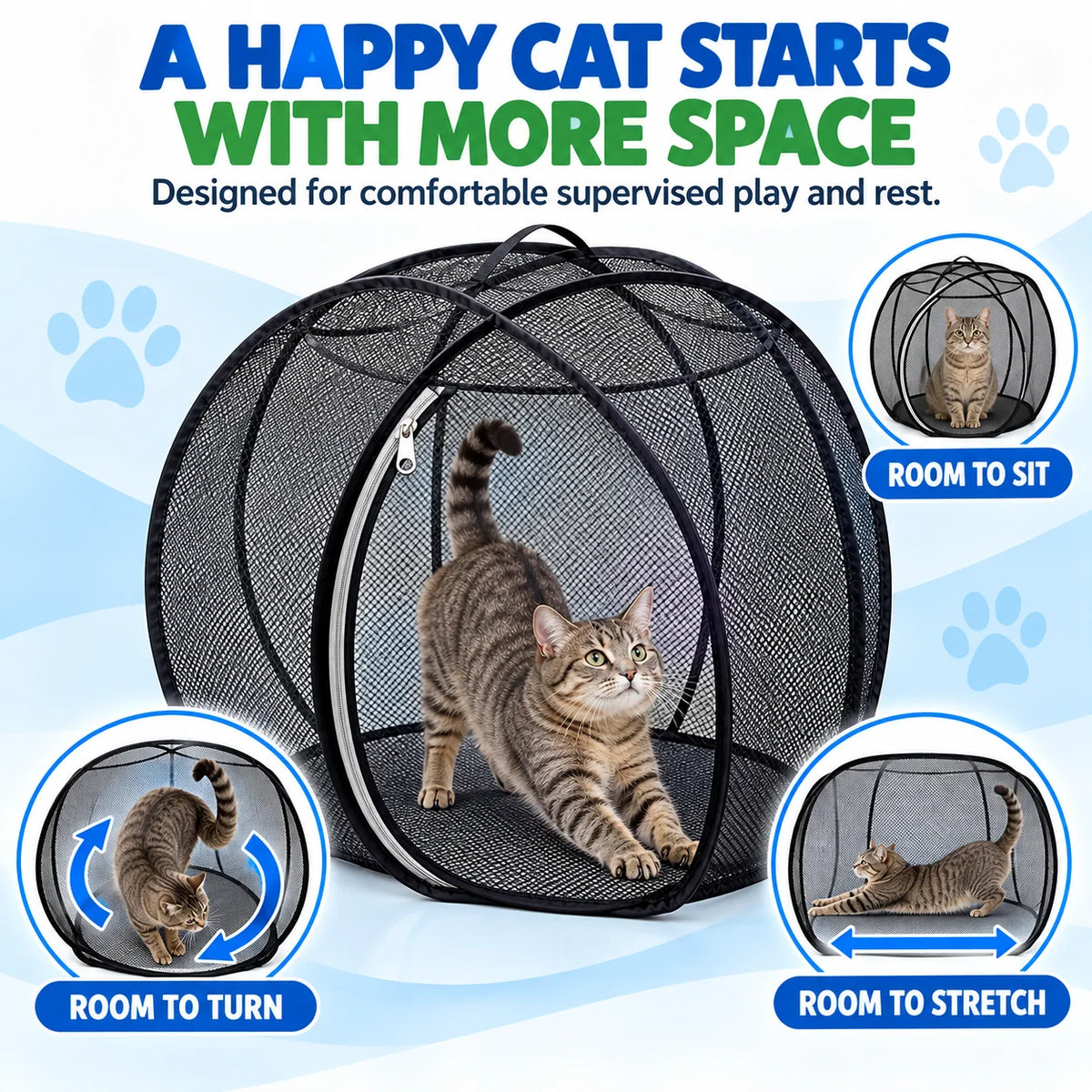 🐱🌿Pop Up cat Playpen -Portable Qutdoor cat Enclosure with Breathable Mesh