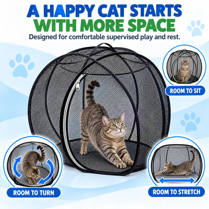 🐈 Indoor Outdoor Cat Haven – Lightweight Pop-Up Mesh Enclosure