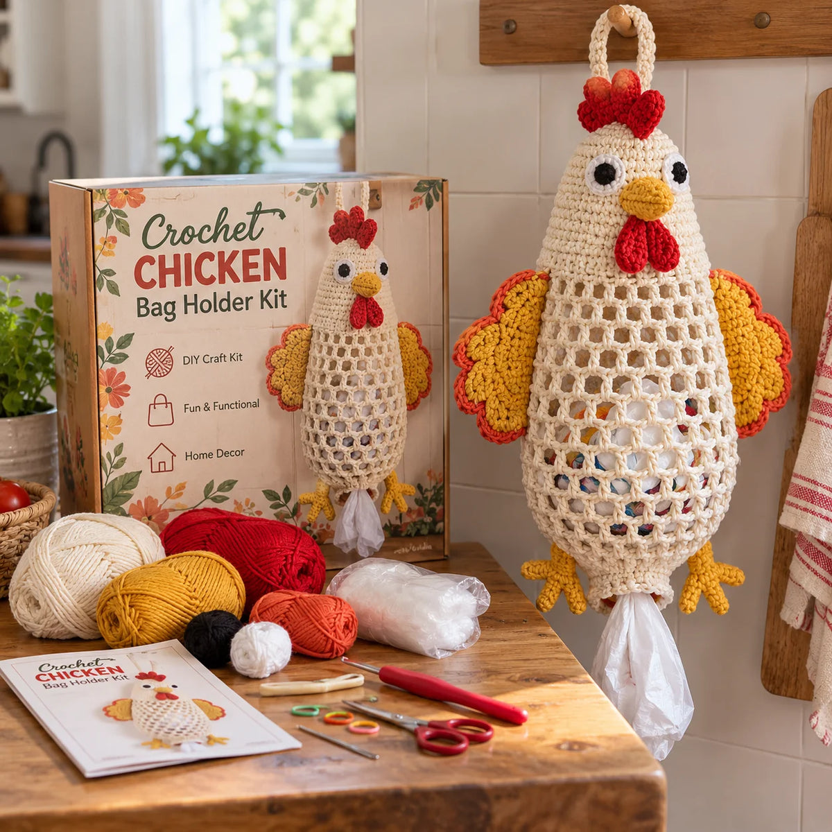 🧶🐻Crochet Animal Bag Holder Diy Kit – Cute & Functional Hanging Storage Craft Kit👜✨