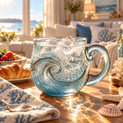 🌊 Handcrafted Ocean Wave Glass Mug