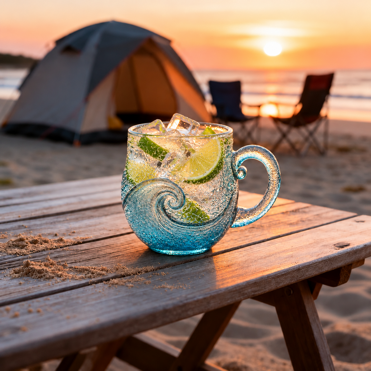 🌊 Handcrafted Ocean Wave Glass Mug